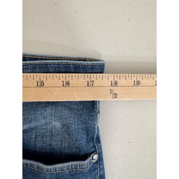 Anthropologie Pilcro Parallel mid rise straight leg jeans patch sz 32P - Picture 4 of 9